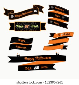 Halloween ribbon vector design on background.