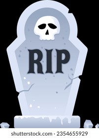 Halloween Rip Grave with skull in the black