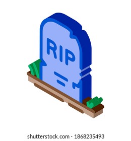 halloween rip tombstone icon vector. isometric halloween rip tombstone sign. color isolated symbol illustration