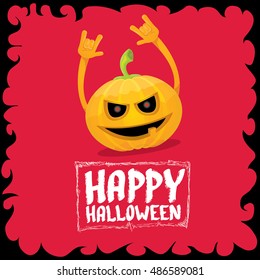 Halloween rock n roll pumpkin. Happy halloween rock concept vector background