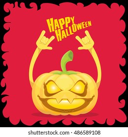 Halloween rock n roll pumpkin. Happy halloween rock concept vector background