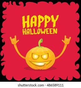 Halloween rock n roll pumpkin. Happy halloween rock concept vector background