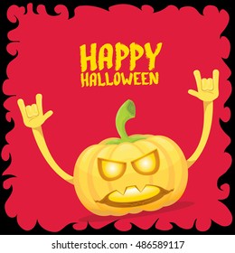 Halloween rock n roll pumpkin. Happy halloween rock concept vector background