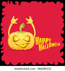Halloween rock n roll pumpkin. Happy halloween rock concept vector background