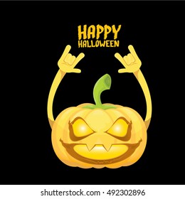 Halloween rock n roll pumpkin. Happy halloween rock party concept vector background