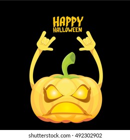 Halloween rock n roll pumpkin. Happy halloween rock party concept vector background