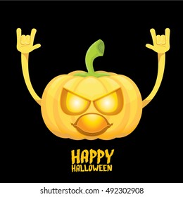 Halloween rock n roll pumpkin. Happy halloween rock party concept vector background