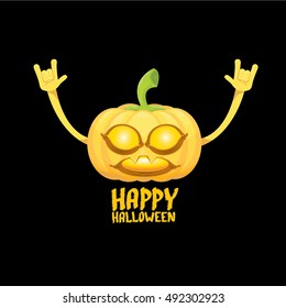 Halloween rock n roll pumpkin. Happy halloween rock party concept vector background