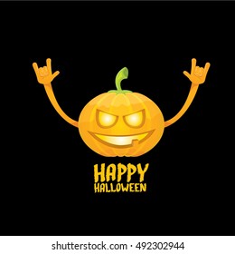 Halloween rock n roll pumpkin. Happy halloween rock party concept vector background