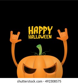 Halloween rock n roll pumpkin. Happy halloween rock party concept vector background