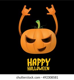 Halloween rock n roll pumpkin. Happy halloween rock party concept vector background