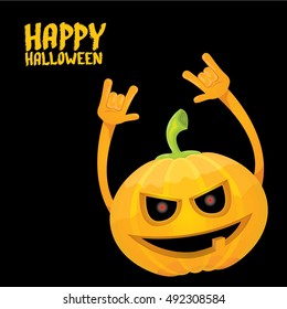 Halloween rock n roll pumpkin. Happy halloween rock party concept vector background