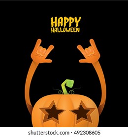 Halloween rock n roll pumpkin. Happy halloween rock party concept vector background
