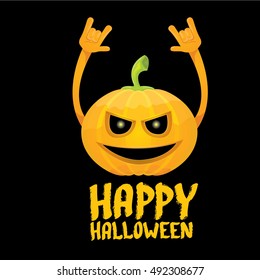 Halloween rock n roll pumpkin. Happy halloween rock party concept vector background