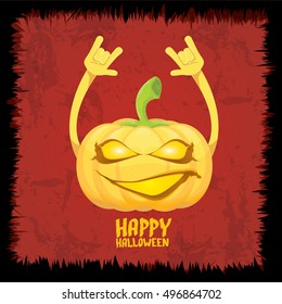 Halloween rock n roll pumpkin. Happy halloween rock party concept vector background
