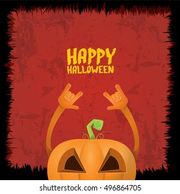 Halloween rock n roll pumpkin. Happy halloween rock party concept vector background