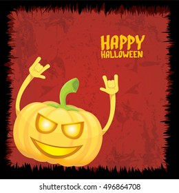 Halloween rock n roll pumpkin. Happy halloween rock party concept vector background