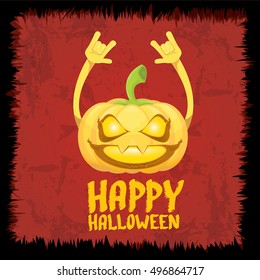 Halloween rock n roll pumpkin. Happy halloween rock party concept vector background
