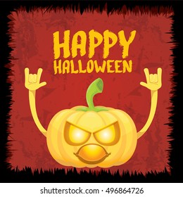 Halloween rock n roll pumpkin. Happy halloween rock party concept vector background