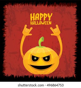 Halloween rock n roll pumpkin. Happy halloween rock party concept vector background