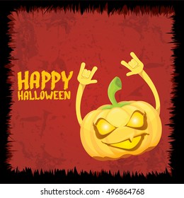 Halloween rock n roll pumpkin. Happy halloween rock party concept vector background