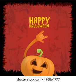 Halloween rock n roll pumpkin. Happy halloween rock party concept vector background