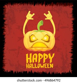 Halloween rock n roll pumpkin. Happy halloween rock party concept vector background
