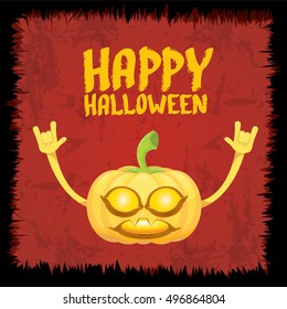 Halloween rock n roll pumpkin. Happy halloween rock party concept vector background