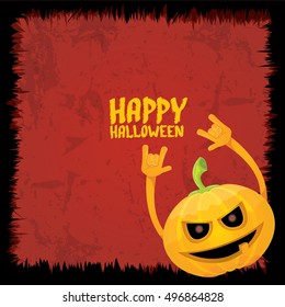 Halloween rock n roll pumpkin. Happy halloween rock party concept vector background