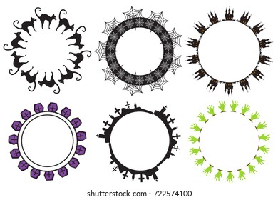 Halloween round frame for text. Isolated on white background. Template for your card design. Vector illustration