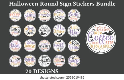 Halloween, Round Sign, Stickers Bundle ,Single Design