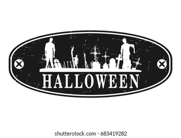 Halloween Rubber Stamp. Flat vector.
