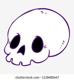 Halloween. A sad cute skull in a doodle style.