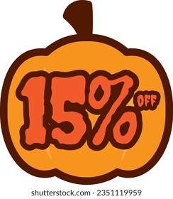 Halloween Sale 15 Percent Discount Vector Sticker Tag