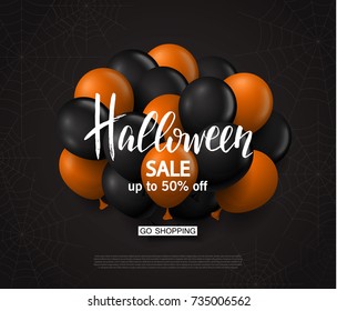 Halloween sale background with balloons. Modern design.Universal vector background for poster, banners, flyers, card