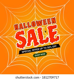 Halloween Sale Background and banner .Discount template design.