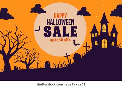 Halloween sale background banner vector