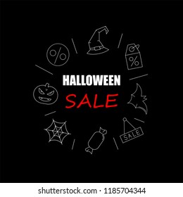 Halloween sale background from line icon. Linear vector pattern. Vector illustration	