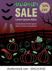 Halloween Sale background. Retro style