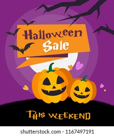 Halloween sale background vector illustration