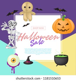 Halloween sale background. Vector illustration. Sale, discount or offer for Happy Halloween.