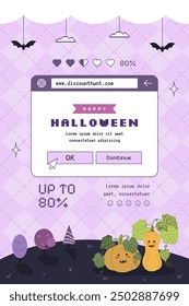 Halloween sale background with y2k cute retro vintage 90s design