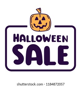 Halloween sale. Badge, stamp. Flat vector illustration on white background.