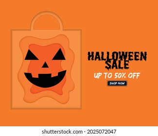 Halloween Sale Bag With Pumpkin Face Paper