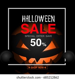Halloween Sale Banner , Up To  50%.