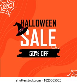 Halloween sale banner. Halloween backgrounds. Flyers or templates for discounts and promotions. silhouette Vector illustration.