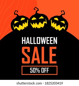 Halloween sale banner. Halloween backgrounds. Flyers or templates for discounts and promotions. silhouette Vector illustration.