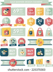 Halloween sale banner design flat background set, eps10