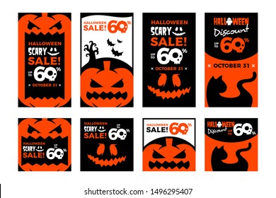 Halloween Sale Banner Discount Flyer Template For Instagram Feeds And Story