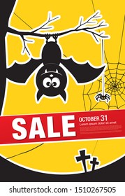 halloween sale banner layout design, vector illustration